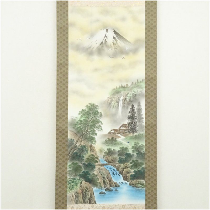 高橋健 紫陽花図 絹本 肉筆 掛軸 共箱 二重箱 日本画 香川県 698 高橋