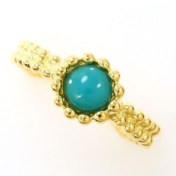 K18YG リング ring 指輪 11号 ターコイズ 総重量約2.4g