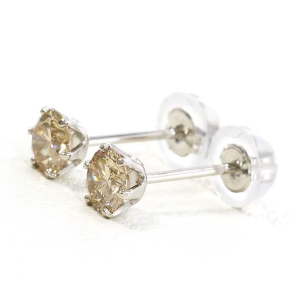 PT900 ピアス pierced earrings ブラウンダイヤ 0.20 ×2 総重量約0.3g