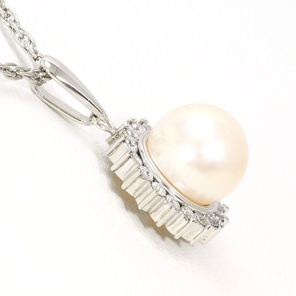 PT900 PT850 ネックレス necklace パール 真珠 ダイヤ 0.23 総重量約6.2g 約40cm