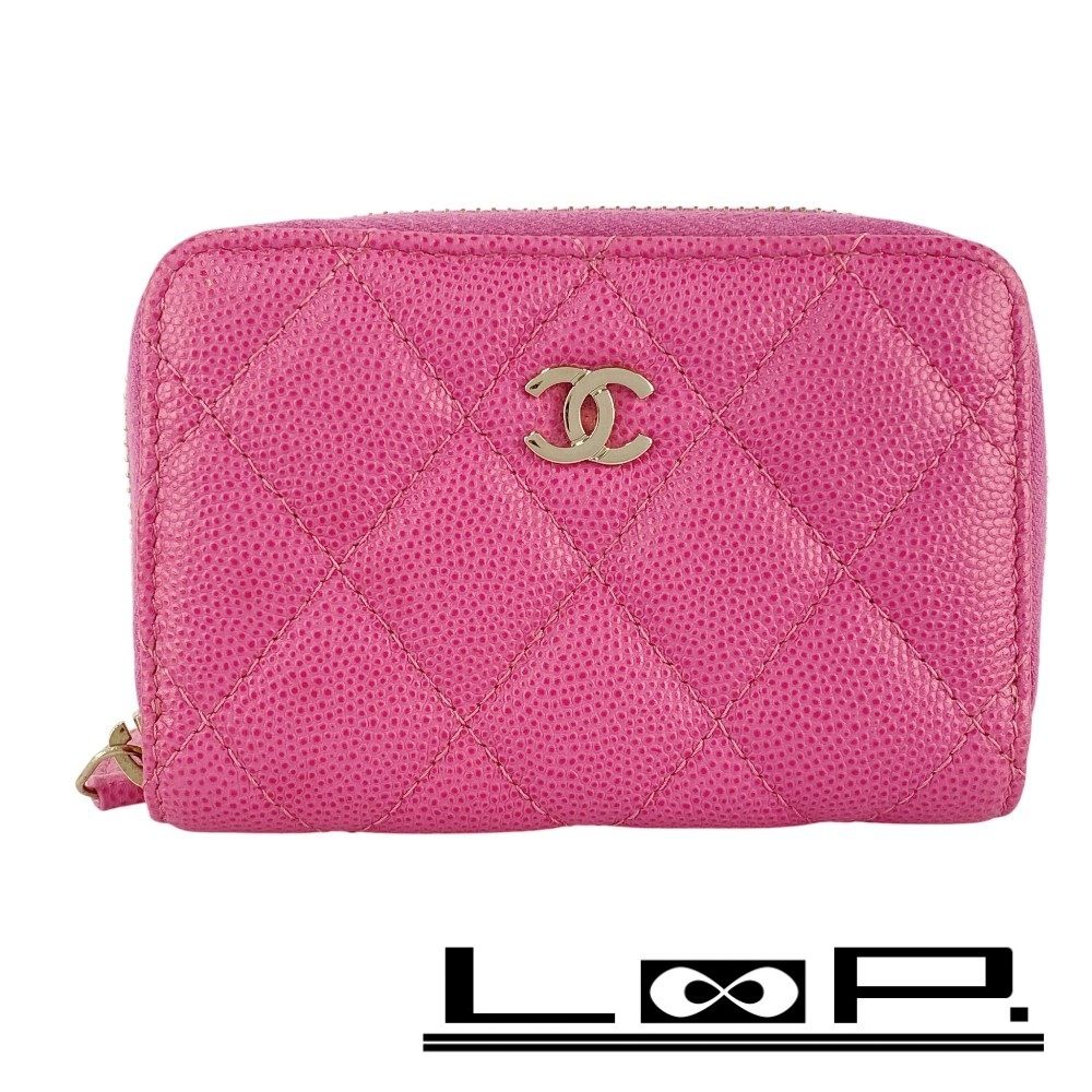 シャネル コインケース 小銭入れ ココマーク マトラッセ キャビア SS ピンク 24522 1