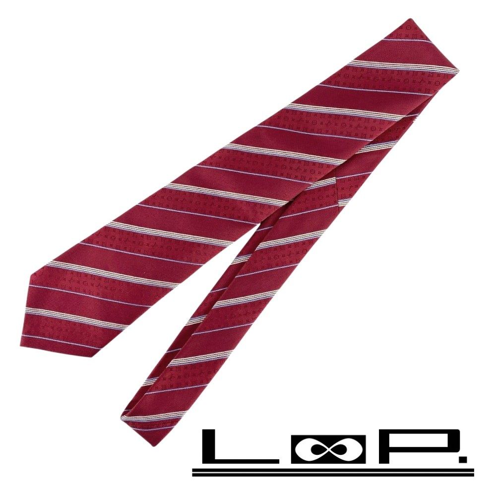 ルイヴィトン ネクタイ ビジネス ファッション ストライプ シルク レッド M73194 458170 10