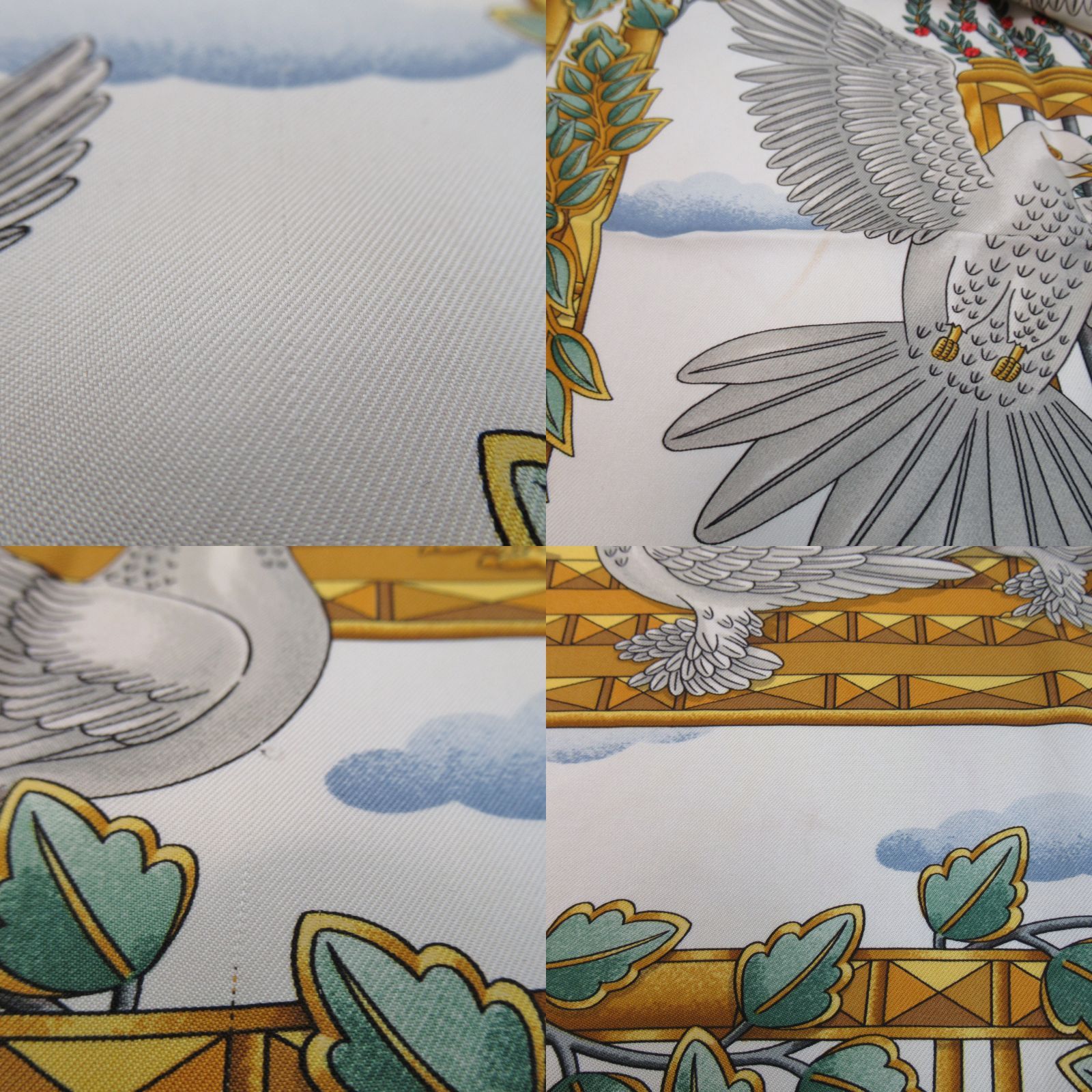 HERMES エルメス カレ90 スカーフ ENVOL 『飛翔』鳩 鳥柄 ネイビー