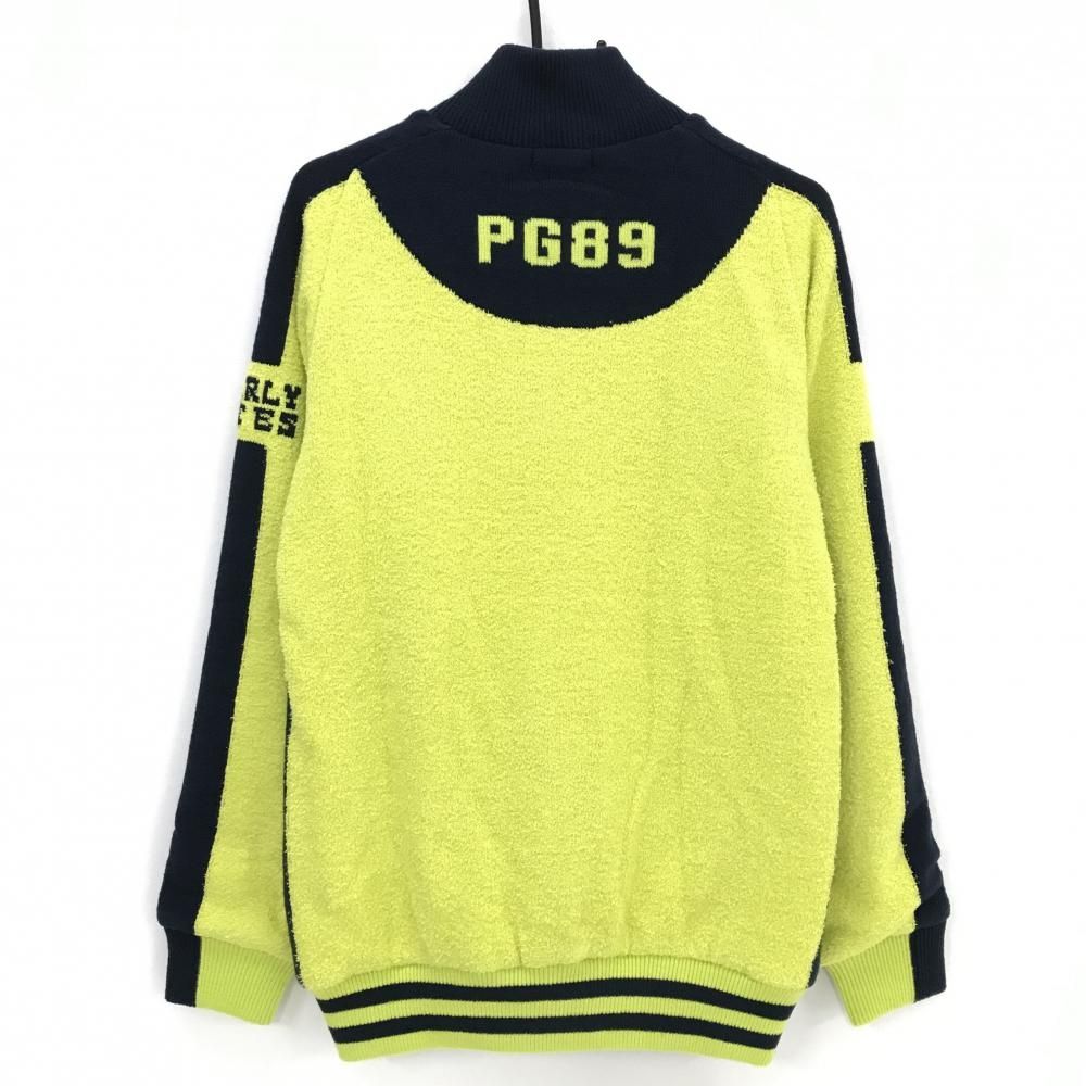 パーリーゲイツ ニットジャケット イエローグリーン ネイビー 裏地付 DIAPLEX ブルゾン メンズ 5 L ゴルフウェア PEARLY GATES