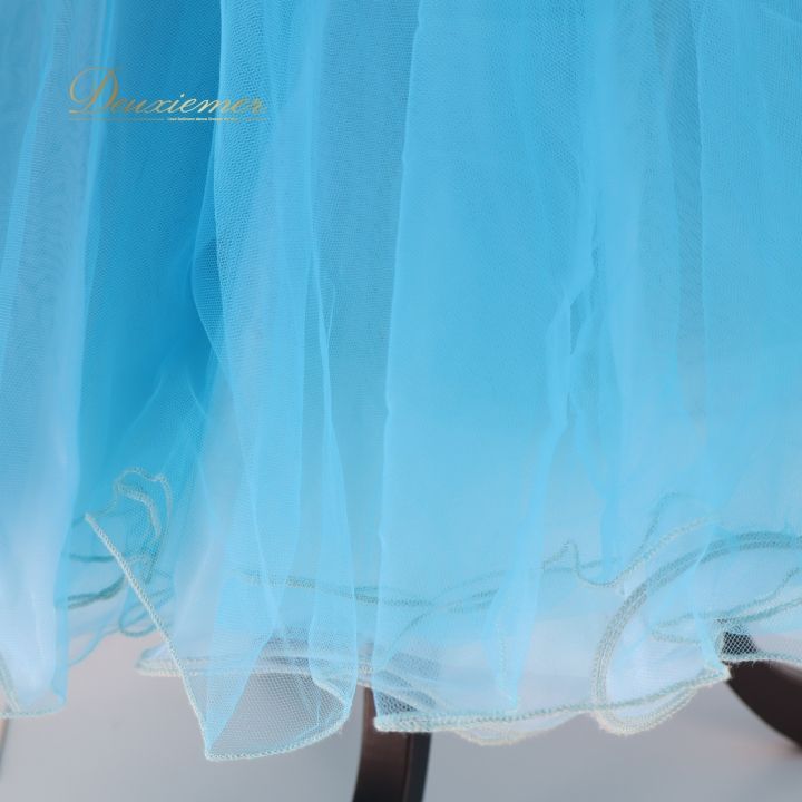 社交ダンス 衣装 ドレス ドレス ワンピース 水色 フロート GRANT チュール フリル レース ブルー系 上品 フェミニン ふんわり おしゃれ レディース ドレスコーデ