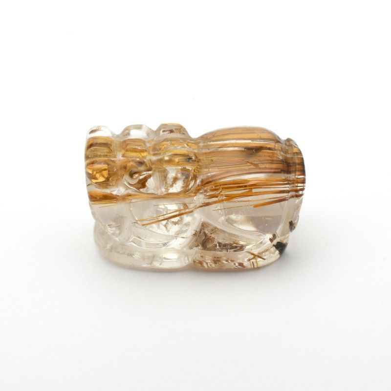 美しいブロンズ針の艶が豊かさを象徴 1点物 ゴールド タイガールチル クォーツ 貔貅 ヒキュウ GHHKU2 3g蓄財 金運祈願 運気アップ 財運 商売 盛 昇運 お守り ご褒美 パーツ 貫通穴あり 京海堂 天然石の卸 京の蔵 NEXPOTALLINN_EU