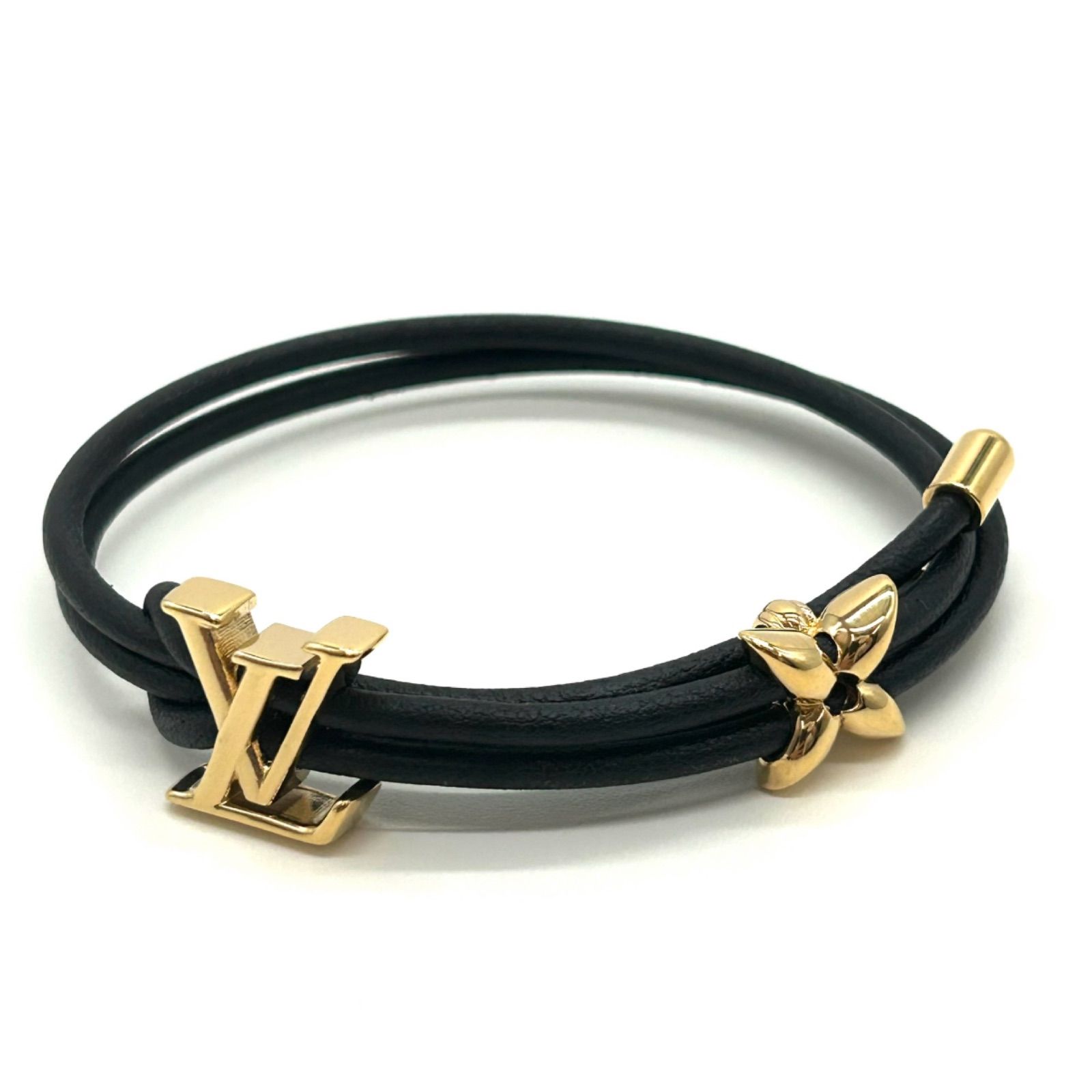 LOUIS VUITTON ルイ ヴィトン ブレスレット･LV ブルーム M8142Z ブラック ゴールド レザー ブレスレット 小物 レディース ウィメンズ ユニセックス 定番 人気 ギフト