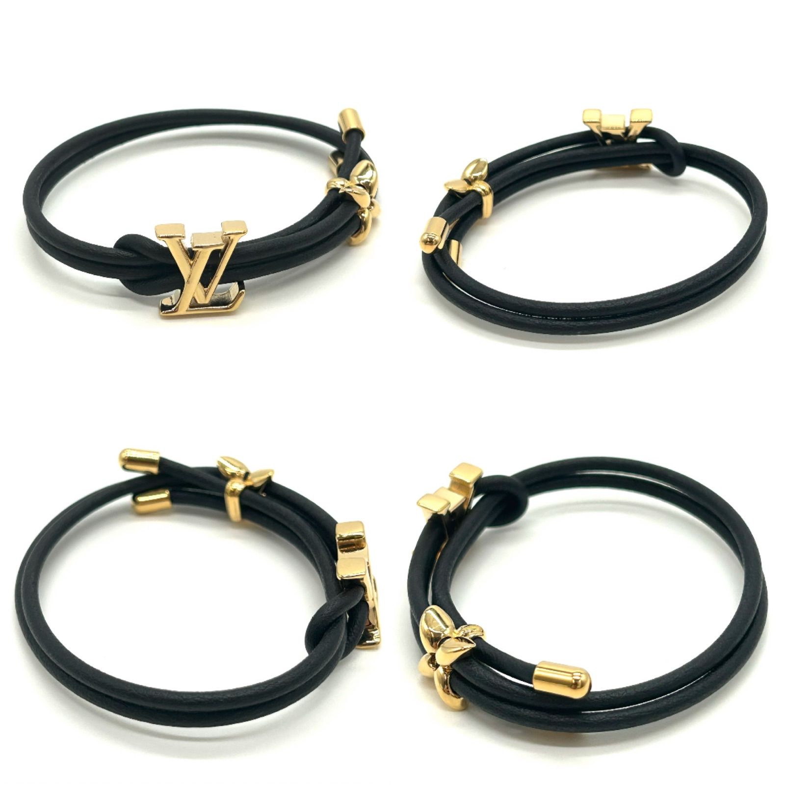 LOUIS VUITTON ルイ ヴィトン ブレスレット･LV ブルーム M8142Z ブラック ゴールド レザー ブレスレット 小物 レディース ウィメンズ ユニセックス 定番 人気 ギフト