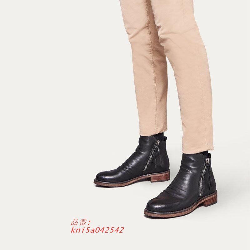  ブーツ メンズ エンジニア サイドジップ ショートブーツ ドレープ カジュアル おしゃれ ハイカット ベルト 靴 履きやすい レザー kni 5 a 042542 エンジニアブーツ ブーツ 革靴