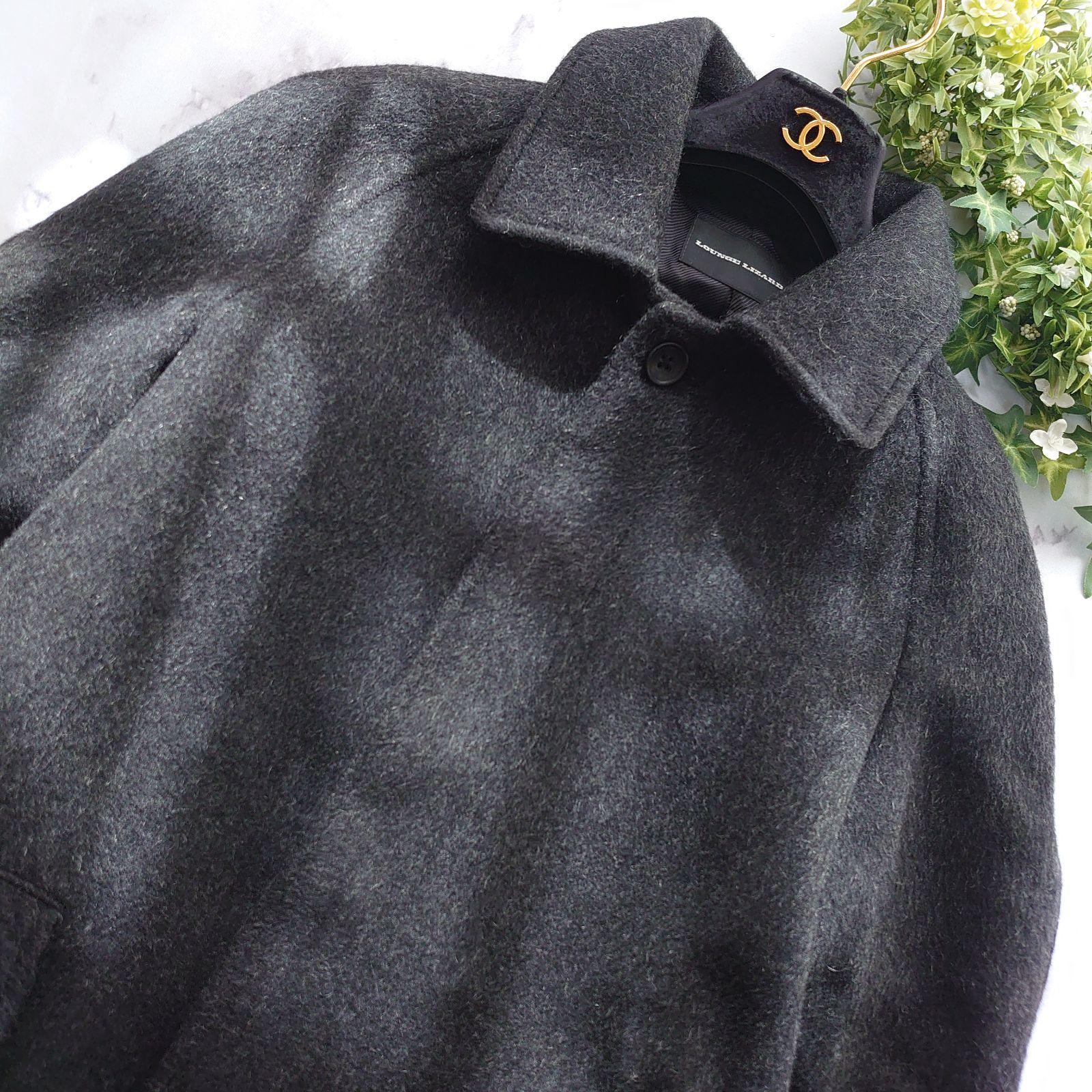 ラウンジリザード ウールステンカラーコート 近年 定価約6万 ラウンジリザード ステンカラーコート ウール サイズ1