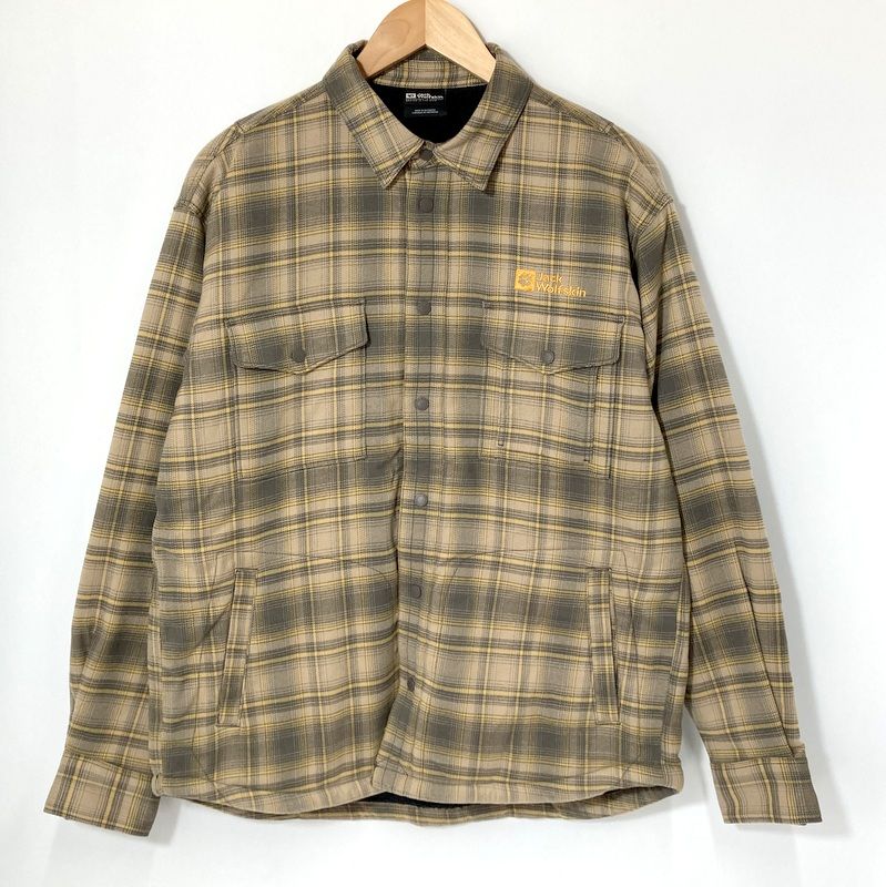 JackWolfskin ジャックウルフスキン ランバージャック シャツジャケット チェック柄 JACKET メンズ Lサイズ イエロー アウター A15126◆