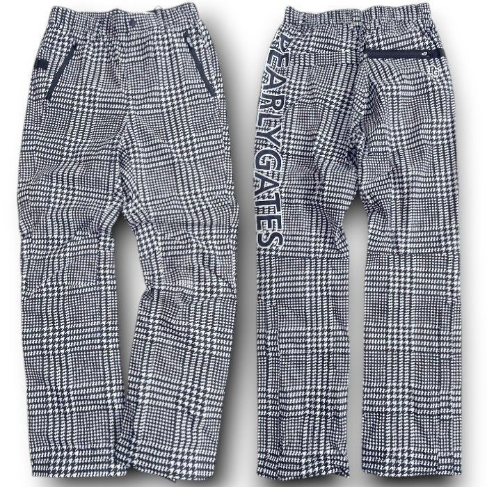 PEARLY GATES パーリーゲイツ ゴルフ 撥水×防風 Nyドビー 千鳥柄 ストレッチ パンツ レインウェア ゴルフウェア レディース 053-2989304 定価2.8万 ブラック ホワイト 031 51017w08