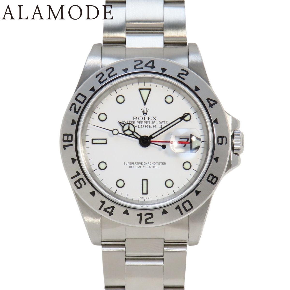 ROLEX 自動巻き腕時計 シルバー 保証書付】ロレックス 16570 エクスプローラー2 SS A番 自動巻き