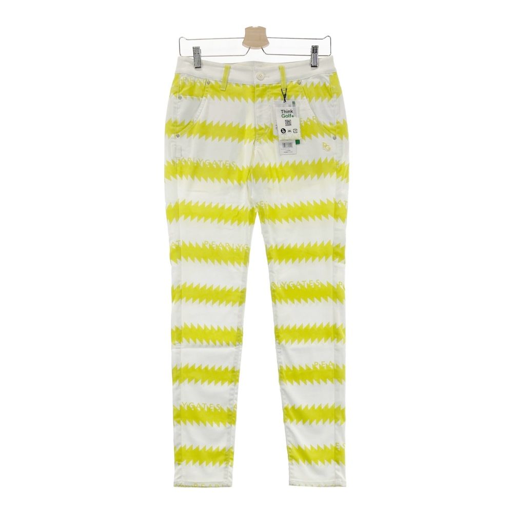 サイズ 1 PEARLY GATES パーリーゲイツ 055-2231608 ストレッチパンツ ギザギザボーダー柄 ホワイト系 240101543671 ゴルフウェア レディース ストスト