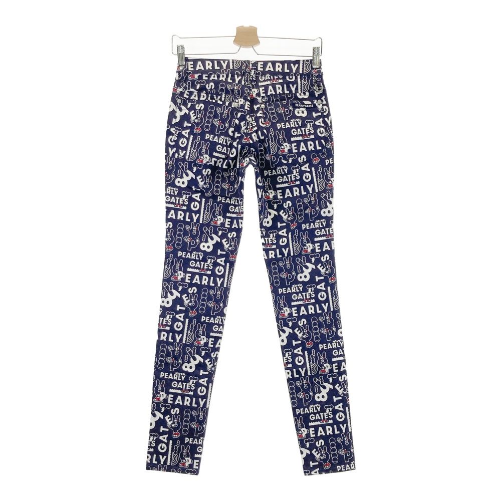 サイズ 0 PEARLY GATES パーリーゲイツ 055-2231020 ストレッチパンツ どうしちゃったPG 総柄 ネイビー系 240101543685 ゴルフウェア レディース ストスト