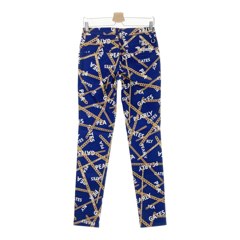サイズ 1 PEARLY GATES パーリーゲイツ 055-2231010 ストレッチパンツ チェーン柄 ネイビー系 240101543688 ゴルフウェア レディース ストスト