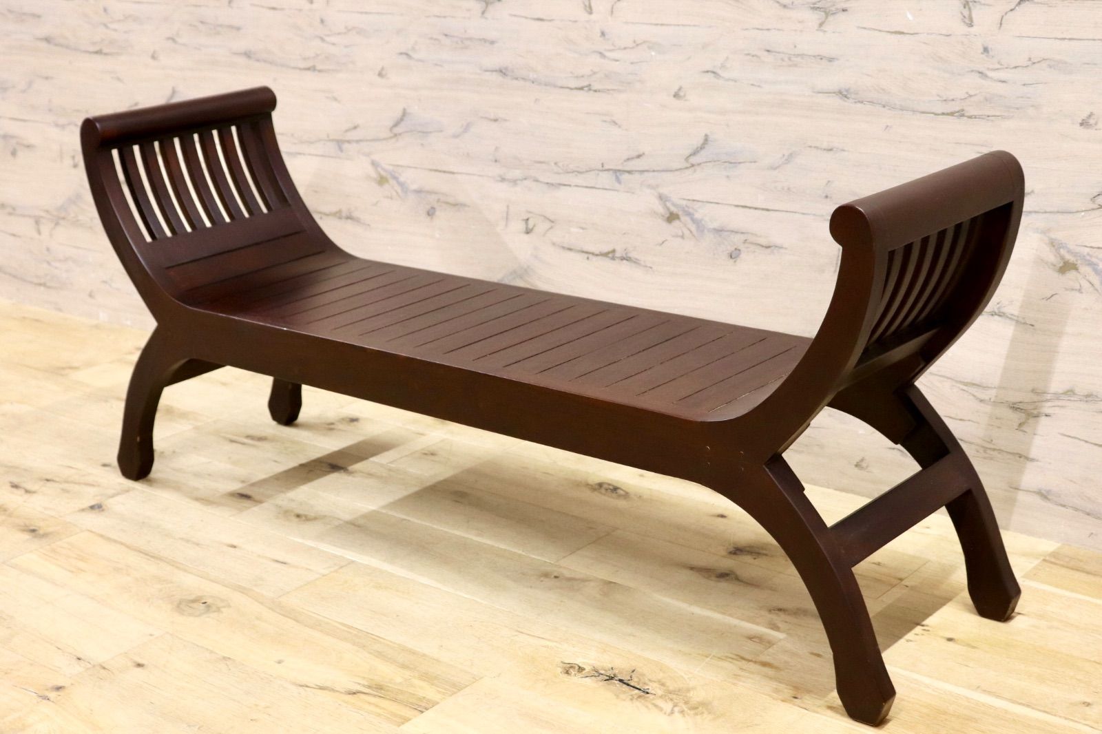 GMIK560A○カルティニベンチ アジアン家具 チーク無垢材 ベンチ 玄関椅子 オブジェ アンティーク リゾート バリ島