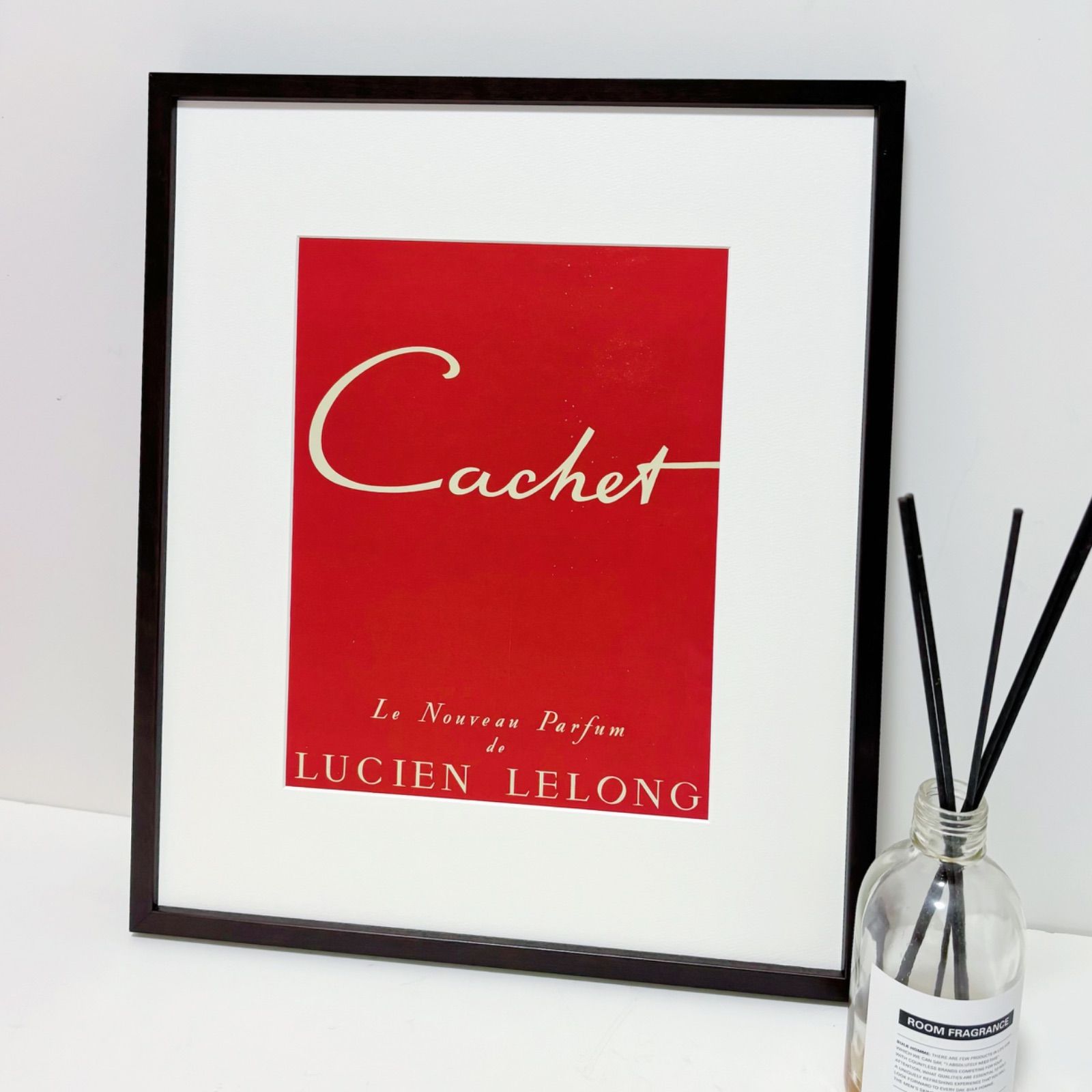 1949 広告 Lucien Lelong Cachet ポスター ヴィンテージ アートポスター フレーム付き 額縁 インテリア モダン おしゃれ かわいい 壁掛け ポップ レトロ 赤