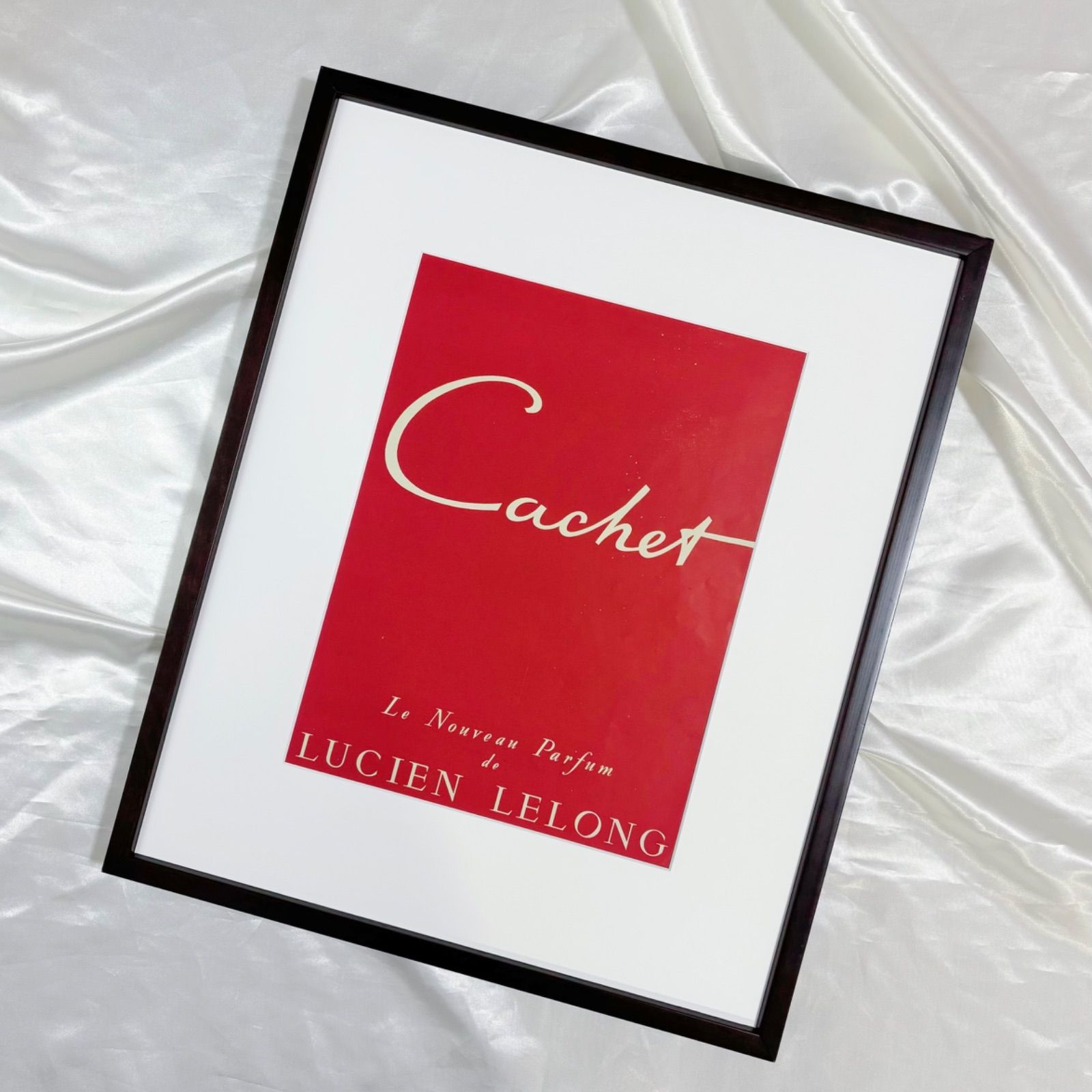1949 広告 Lucien Lelong Cachet ポスター ヴィンテージ アートポスター フレーム付き 額縁 インテリア モダン おしゃれ かわいい 壁掛け ポップ レトロ 赤