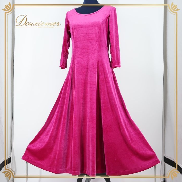 フラダンス 衣装 ワンピース ドレス ピンク系 マーメイドライン フラ ダンス ベロア 光沢 無地 シンプル 鮮やか MermaidLine MMJ エムエムジェイ 華やか 感 上品 かわいい