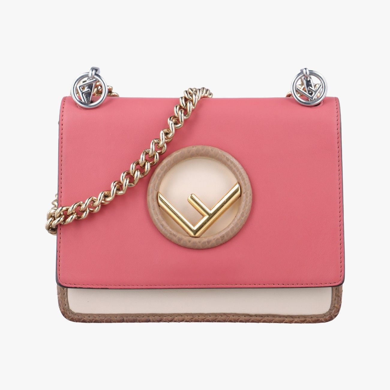 フェンディFendiキャナイエフ ピンク×ベージュ×ホワイト レザー 8BT286 8BT286 A4K8 189-10429