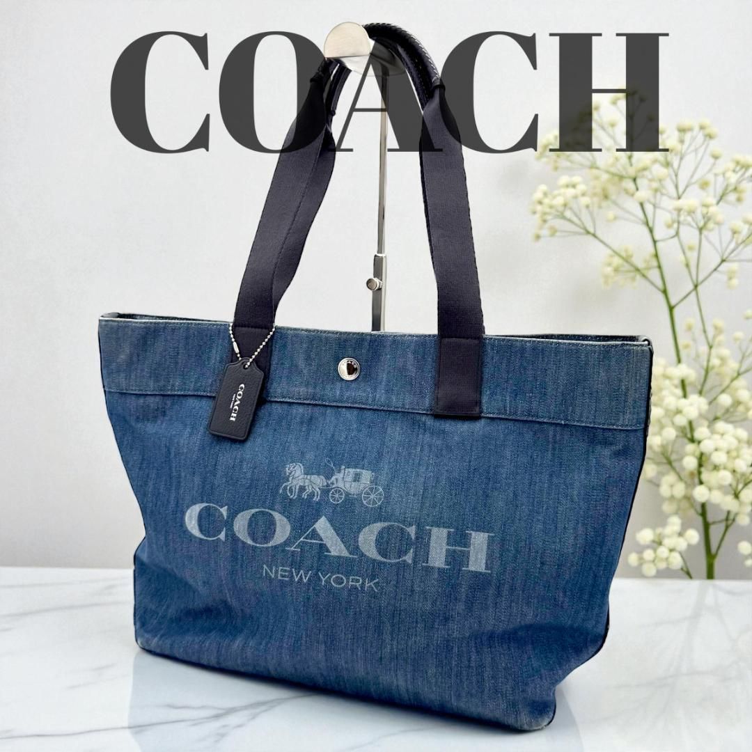 美品✨️コーチ　ショルダーバッグ　トート デニム ブルー　2way　91492 美品✨️コーチ ショルダーバッグ トート デニム ブルー 2way 91492 美