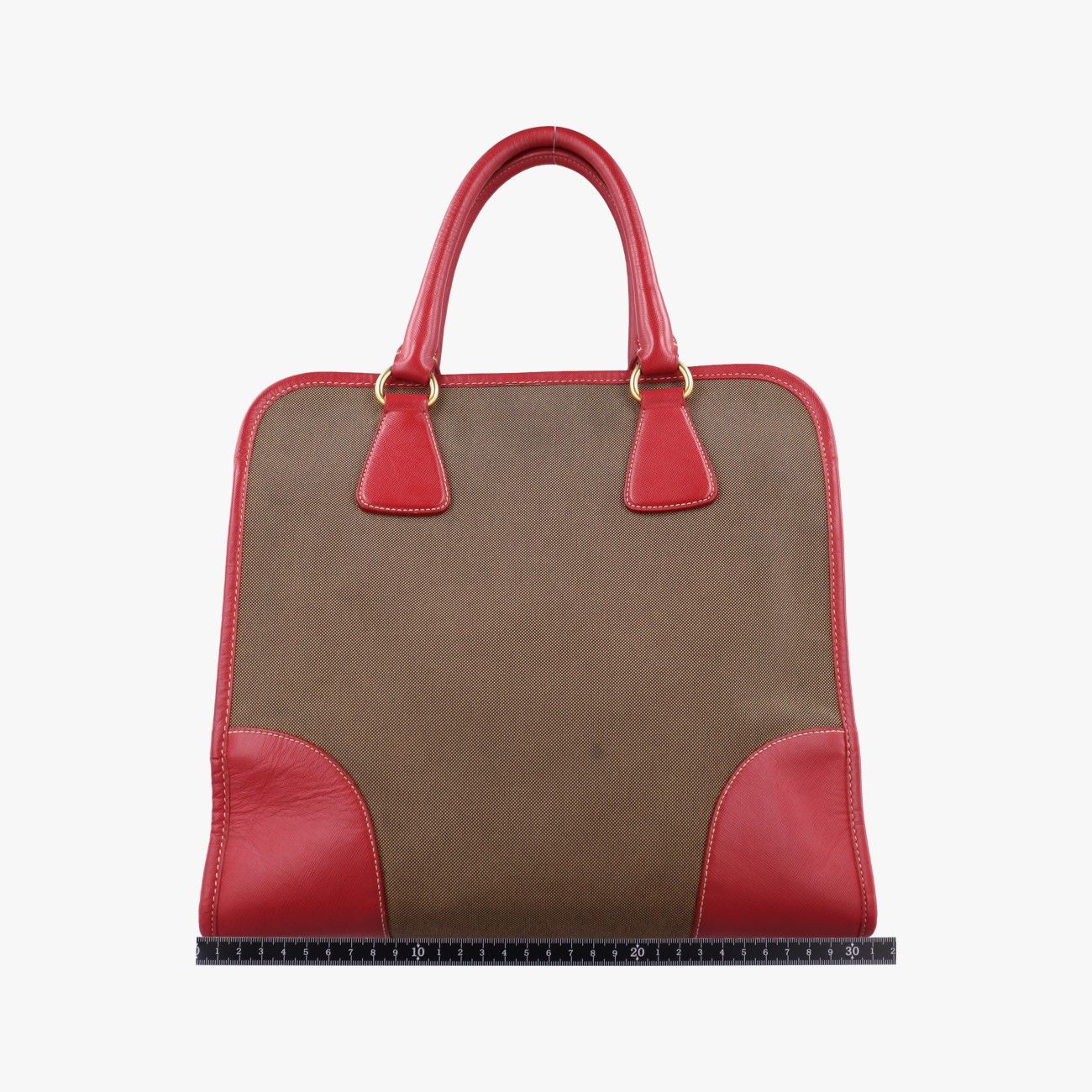 プラダPradaロゴ ジャカード ベージュ×レッドキャンバス×サフィアーノレザーBN2254194