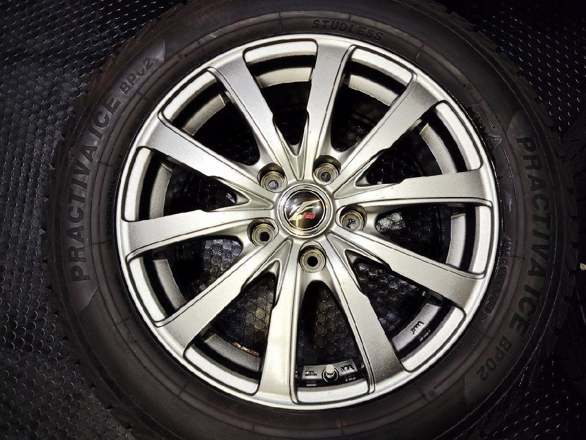 PRACTIVA ICE BP02 205|60R16 スタッドレス Weds Fang 16インチ 6.5J5HPCD114.3 47 21年製 バリ溝 ジューク ステップワゴン等 KTL550