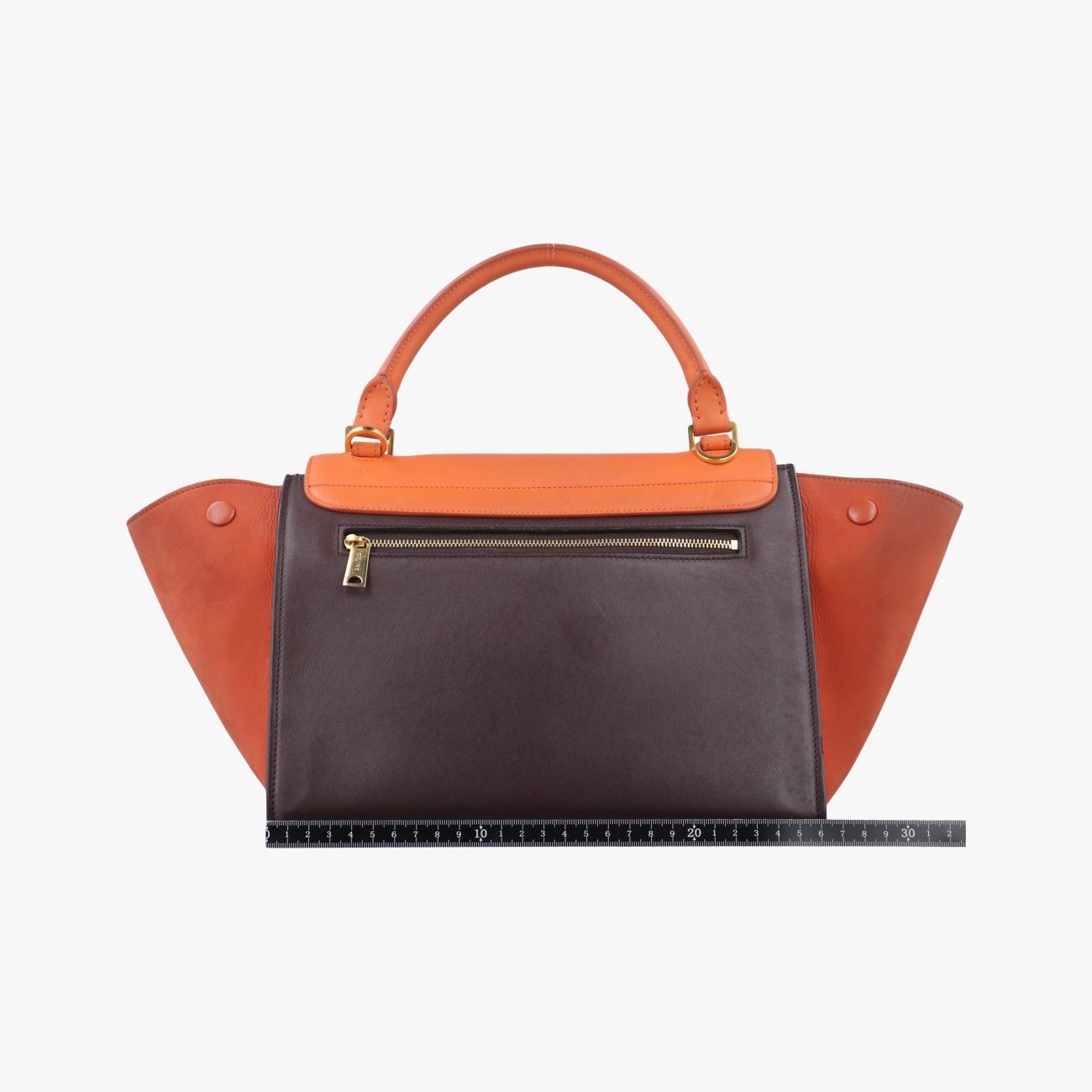 セリーヌCelineトラペーズ オレンジ x ブラウン レザー W-VP-2135 W-MM-2155