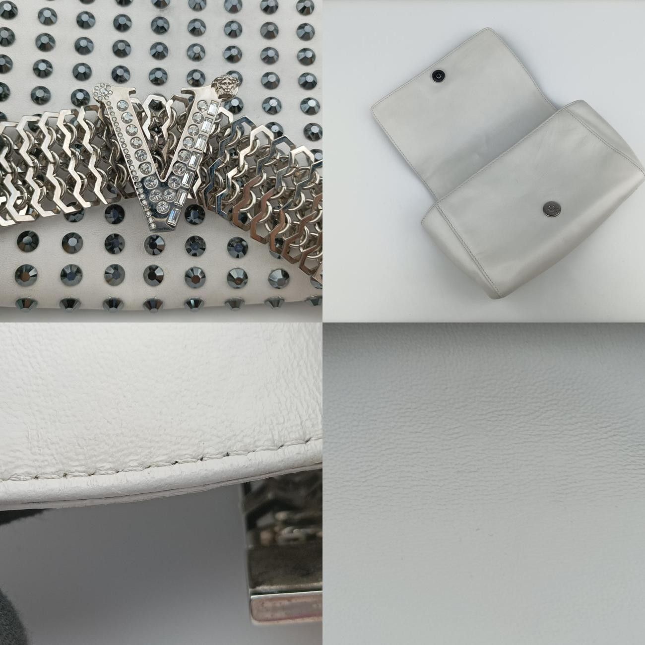 VERSACEスタッズクリスタルチェーン ホワイト