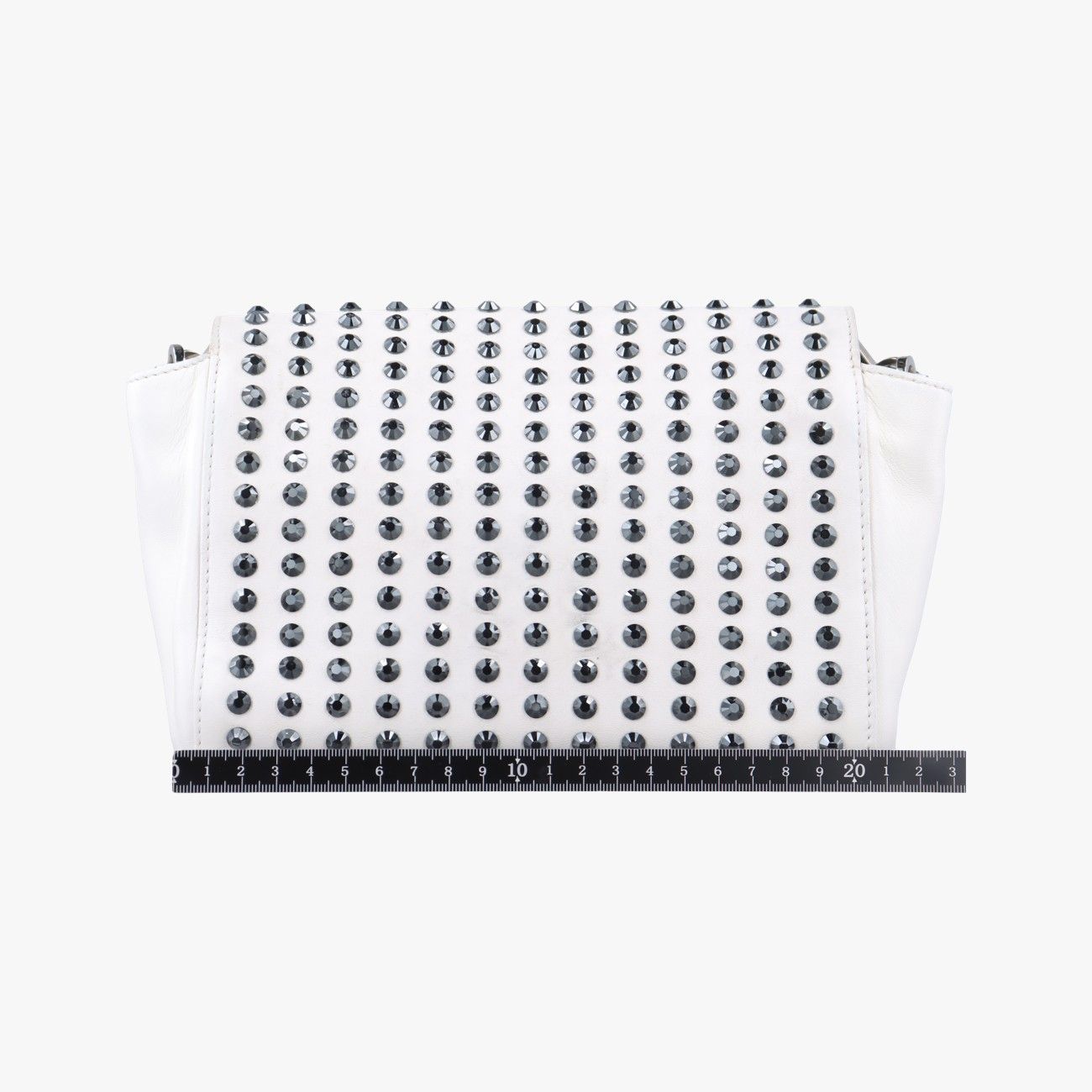 ヴェルサーチェ ヴェルサーチ VERSACEスタッズクリスタルチェーン ホワイト レザー