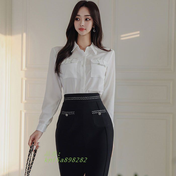 襟付き長袖ブラウス