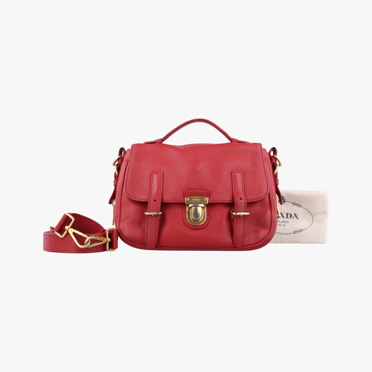 プラダPradaピオニア ヴィテッロ ダイノ レッド レザー BT0951 14|E