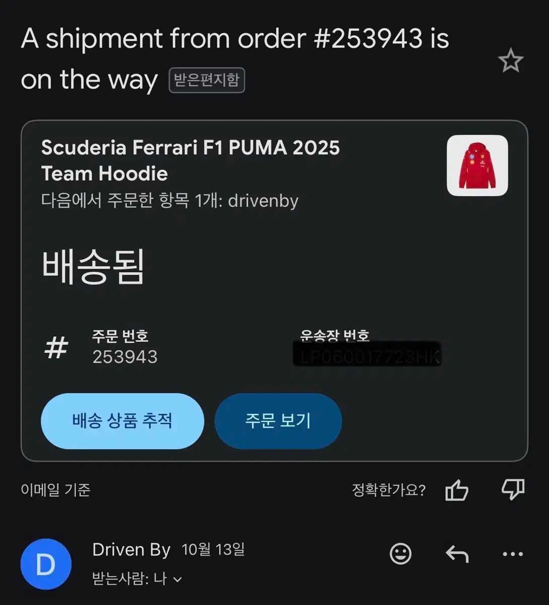 スクーデリア Ferrari PUMA F 1 2025 フーディー