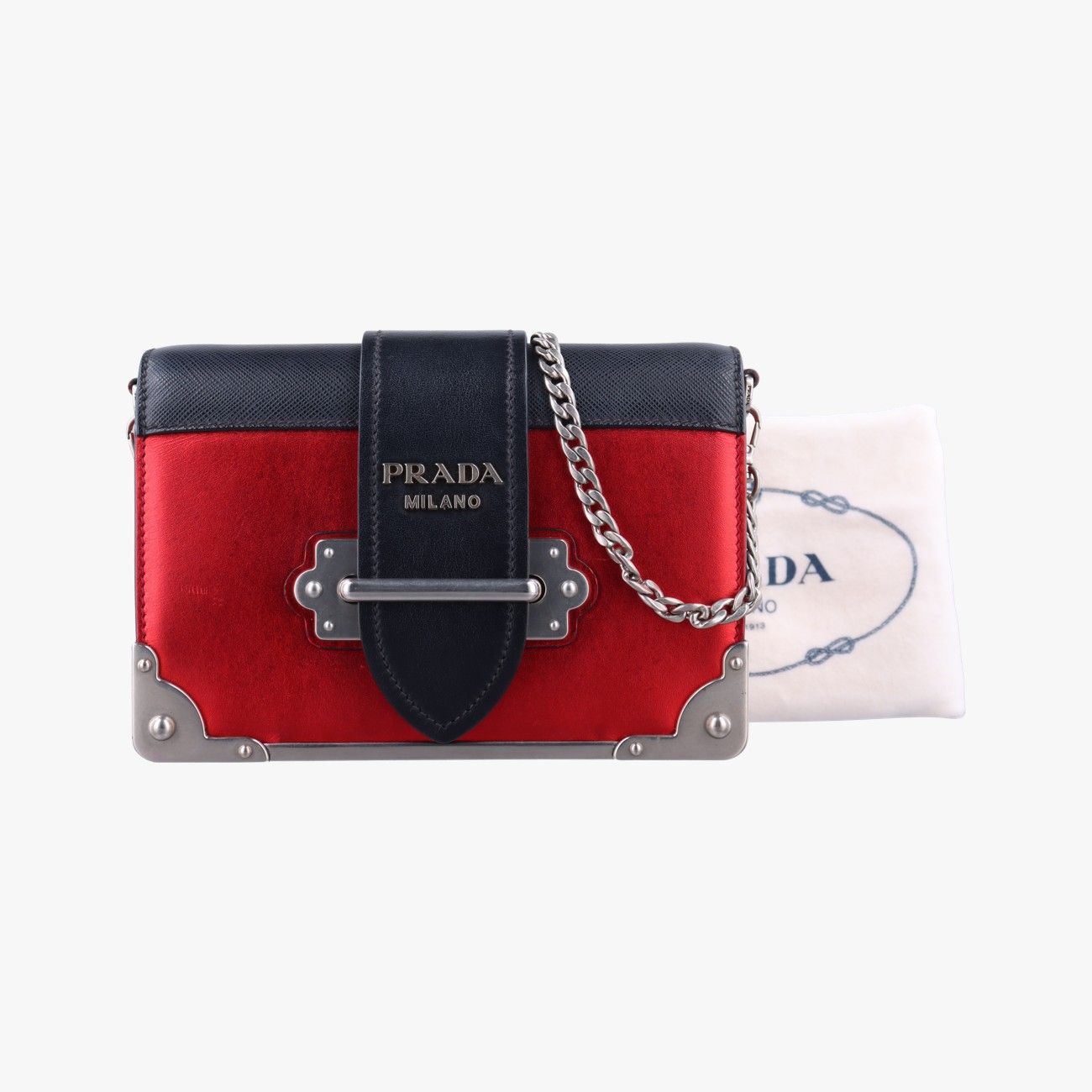 プラダPradaカイエ レッドxブラック レザー 1BH018 25