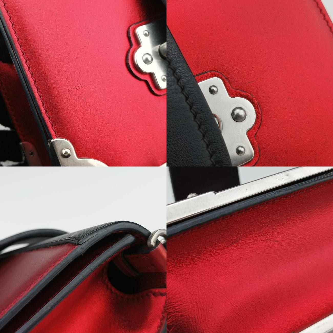 プラダPradaカイエ レッドxブラック レザー 1BH018 25 DECORATOM_COM_BR