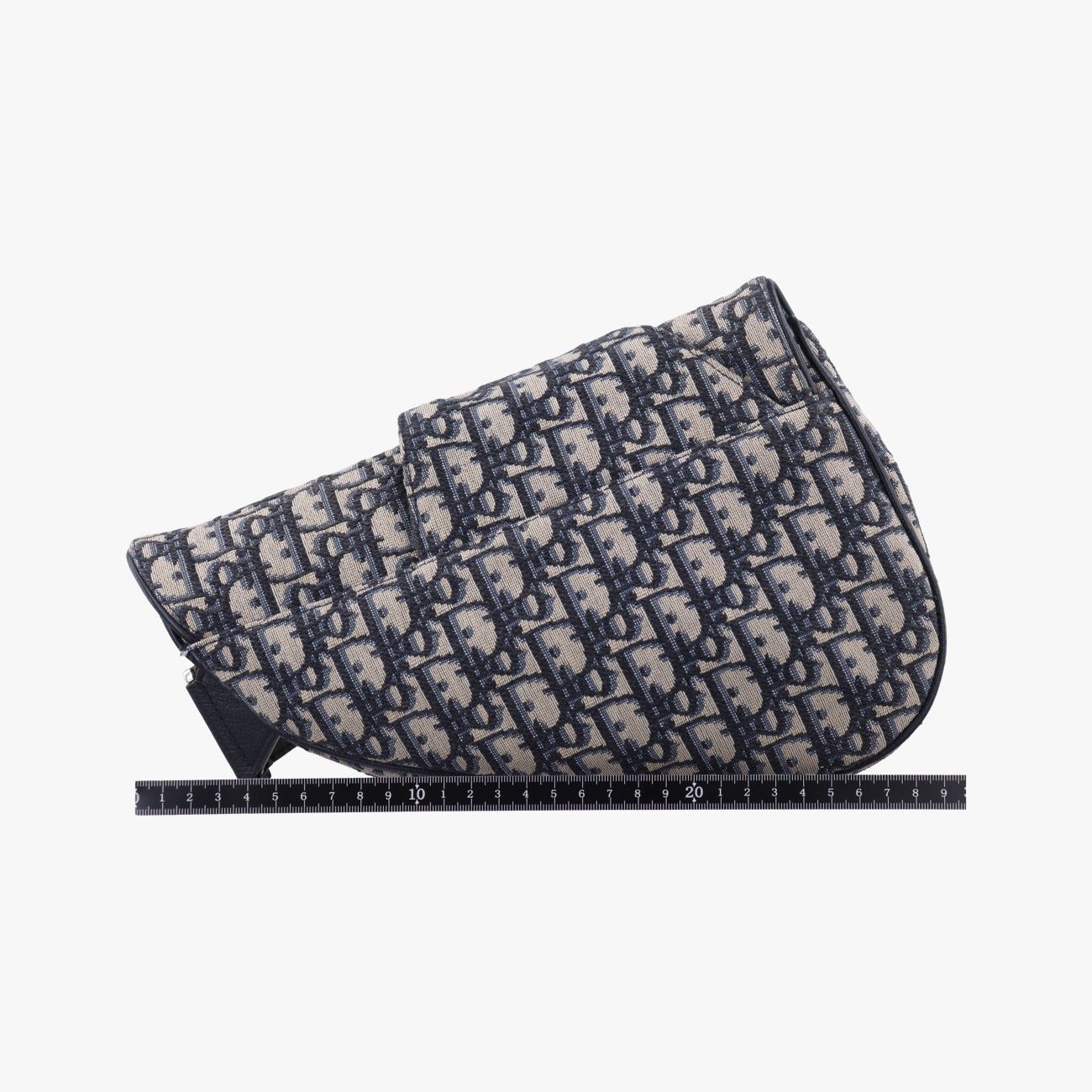 クリスチャンディオールChristian Diorサドル ネイビー×グレー ジャガード 19-BO-0210