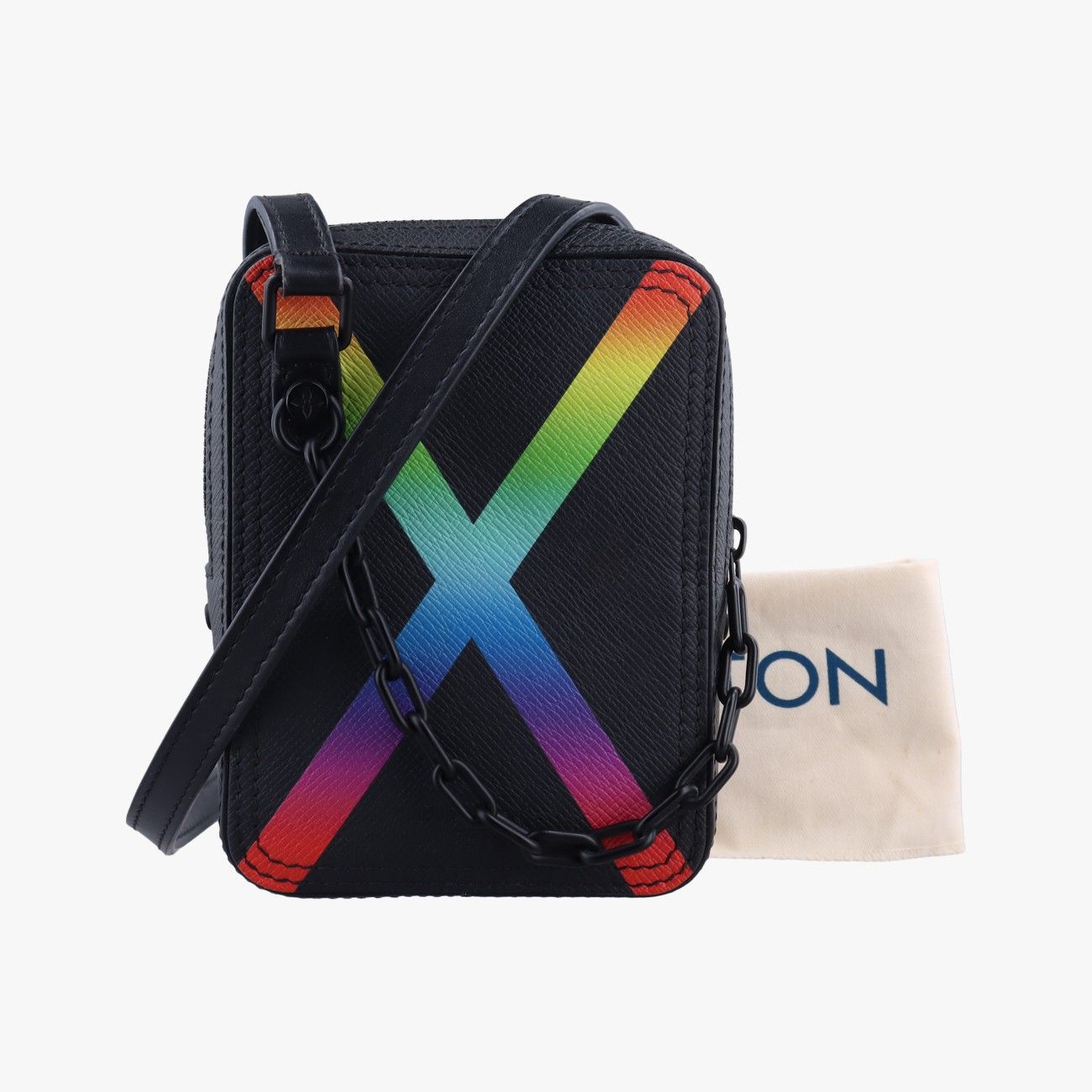 ルイヴィトンLouis Vuittonダヌーブメッセンジャー ブラック×レインボー タイガ M30332 CA1179