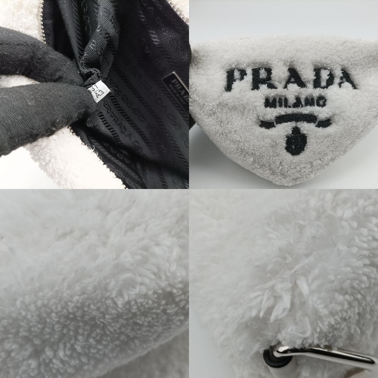 プラダPradaテリー トライアングルホワイト×ブラックパイル1BH19031 A3 DECORATOM_COM_BR