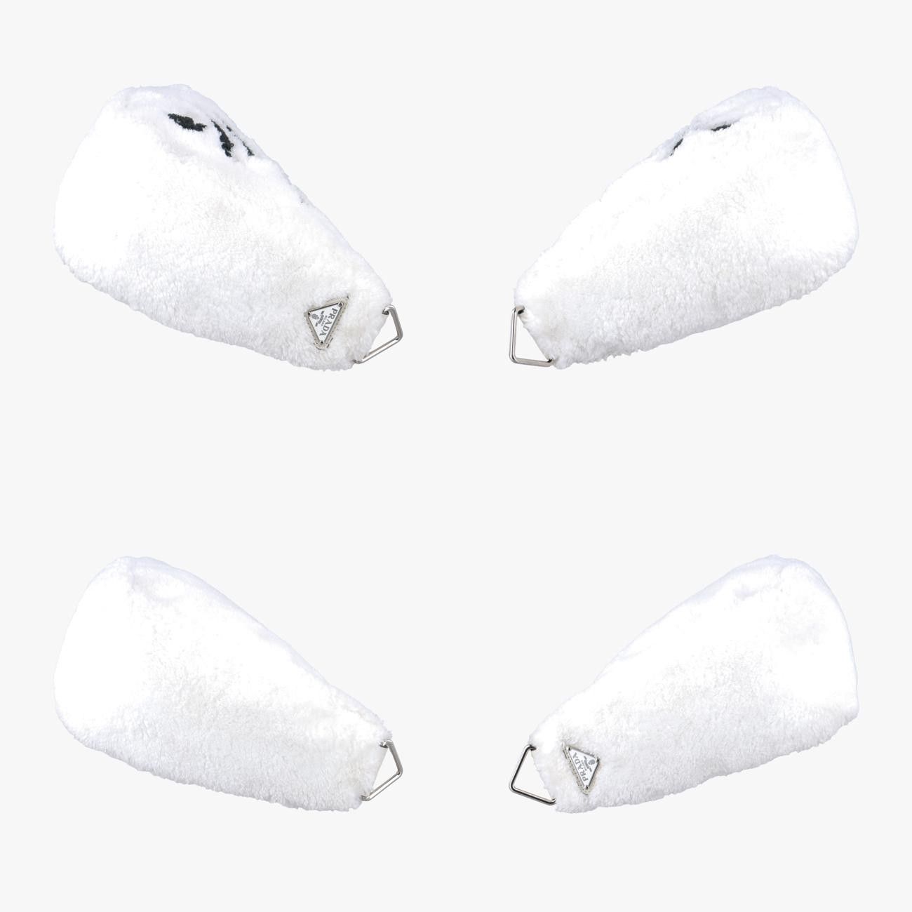 プラダPradaテリー トライアングルホワイト×ブラックパイル1BH19031