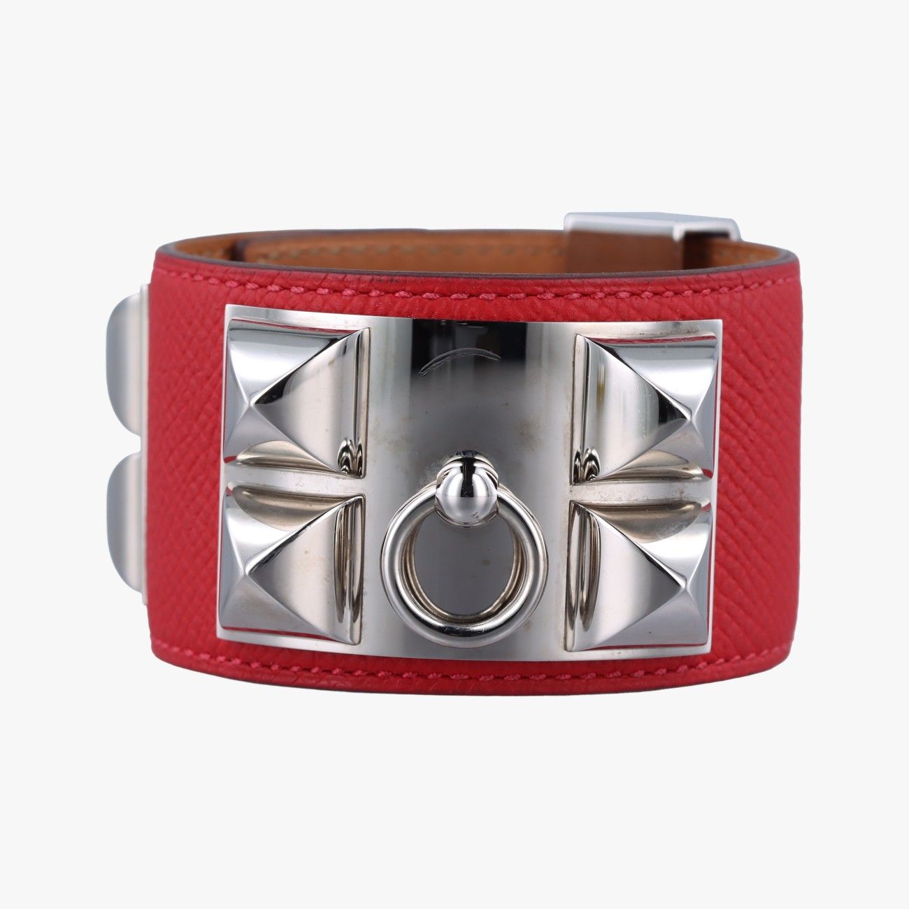 エルメスHermesコリエ ド シアン レッド×シルバー レザー×GP S □RSI