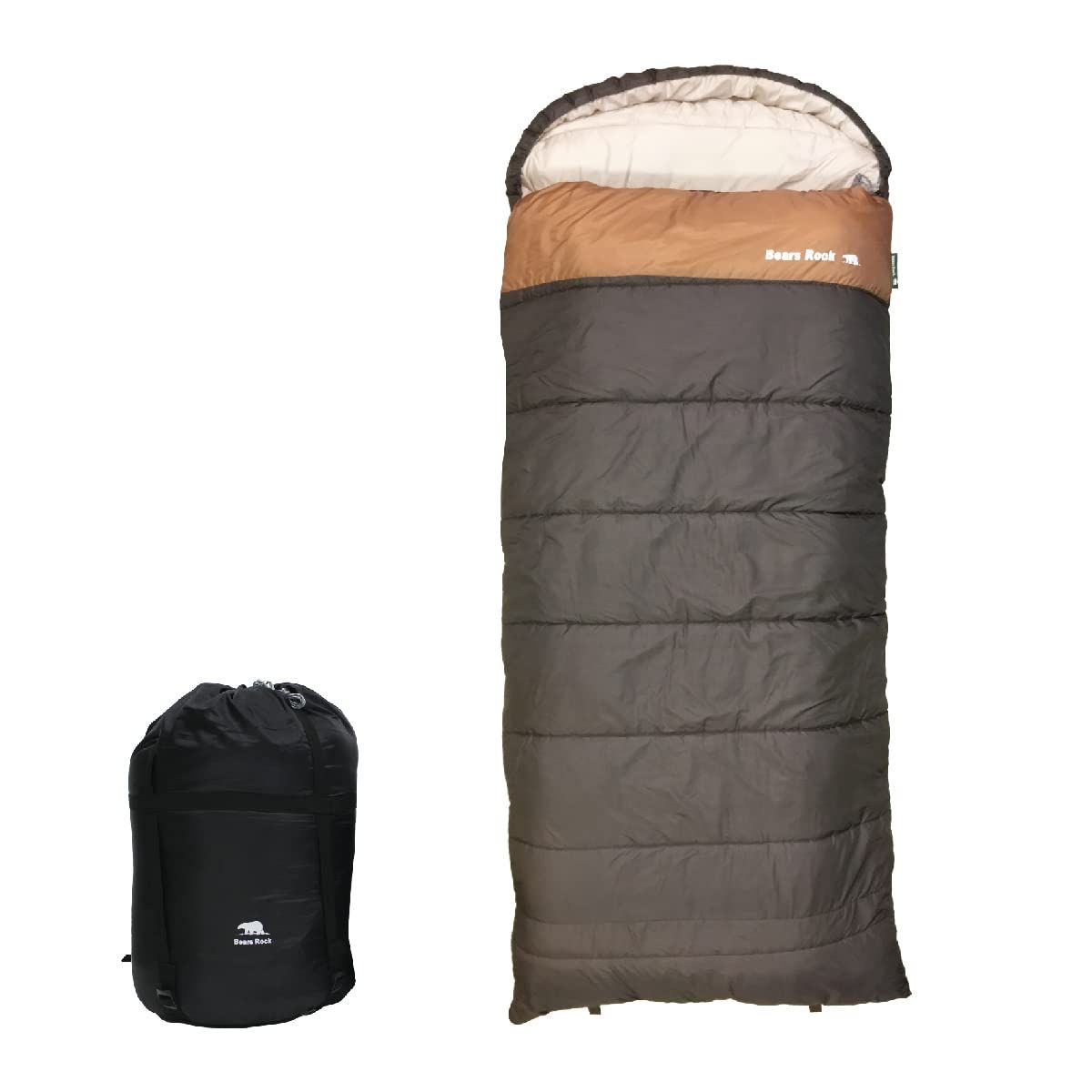 Bears Rock ベアーズロック -30度 寝袋 冬用 ワイド シュラフ 封筒型 FX-503W チョコブラウン