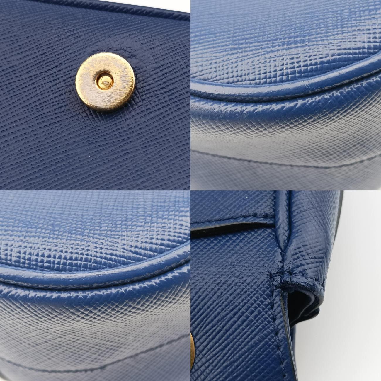 プラダPradaダイアグラムネイビーサフィアーノレザー158