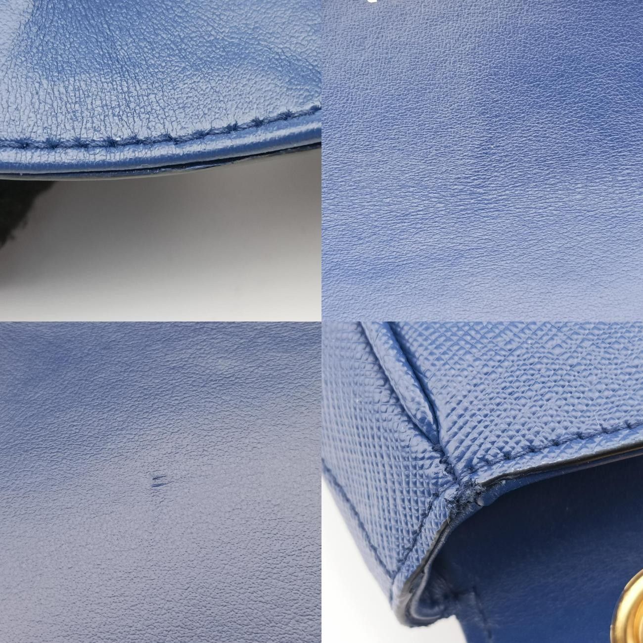 プラダPradaダイアグラムネイビーサフィアーノレザー158