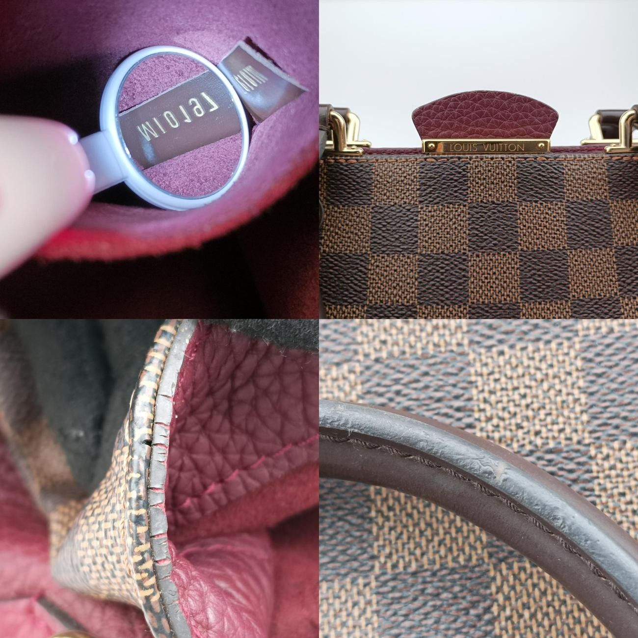 エベーヌ×ボルドー ダミエキャンバス×カーフレザー