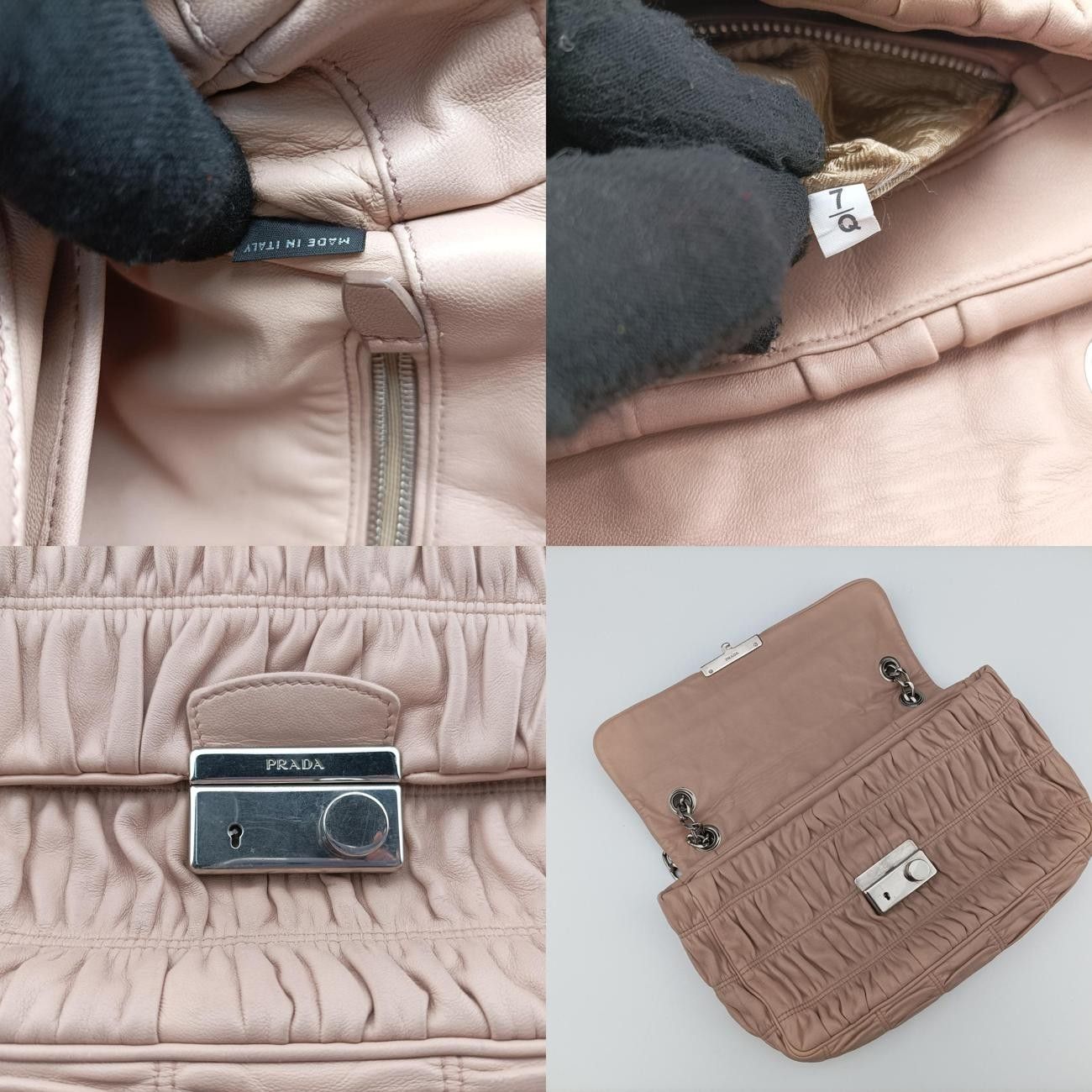 プラダPradaギャザーピンクナッパレザー BT09397|Q