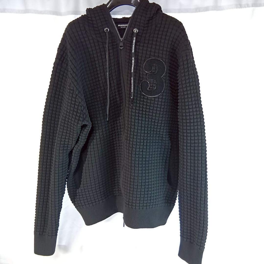 1PIU1UGUALE3 RELAX ワッフルジップパーカー XL 黒