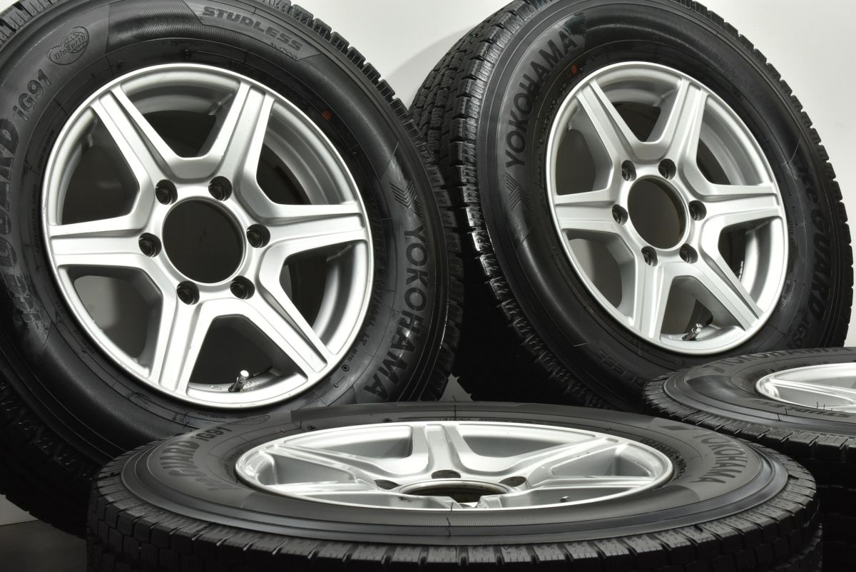 バリ溝 6本スポーク 15in 6J 33 PCD139.7 ヨコハマ アイスガード iG91 195|80R15 LT ハイエース レジアスエース スタッドレス 可