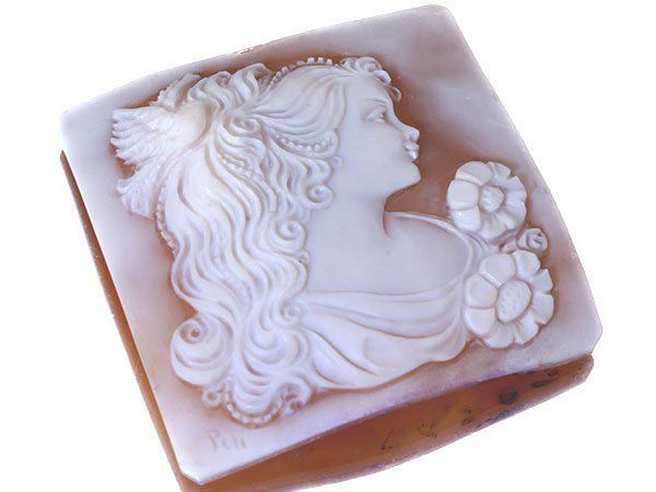 ジュエリー極】作家品サイン有り 華やかな貴婦人と小鳥と花の彫刻 高級