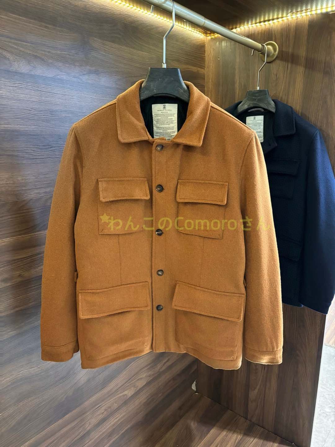 ブラウンM～2XL 送料無料 ブルネロクチネリ メンズ ウールビジネスカジュアルジャケット 襟付き フライトジャケット 銅アミノ繊維裏地